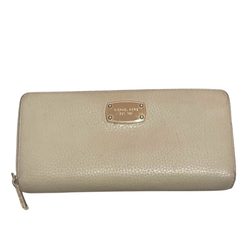 Michael Kors Beige Zip-Around Wallet